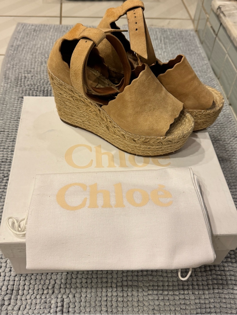 Chloe Espadrille Wedge Sandals in Brown